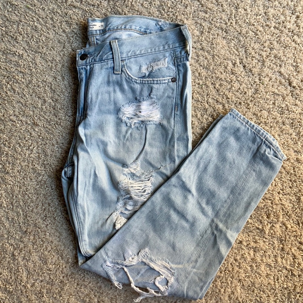 Abercrombie and Fitch High-rise Distressed Boyfriend Jeans